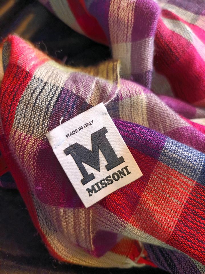 Missoni Tuch Halstuch kariert lila pink Seide Kaschmir 80cmx180cm in Neukirchen-Vluyn