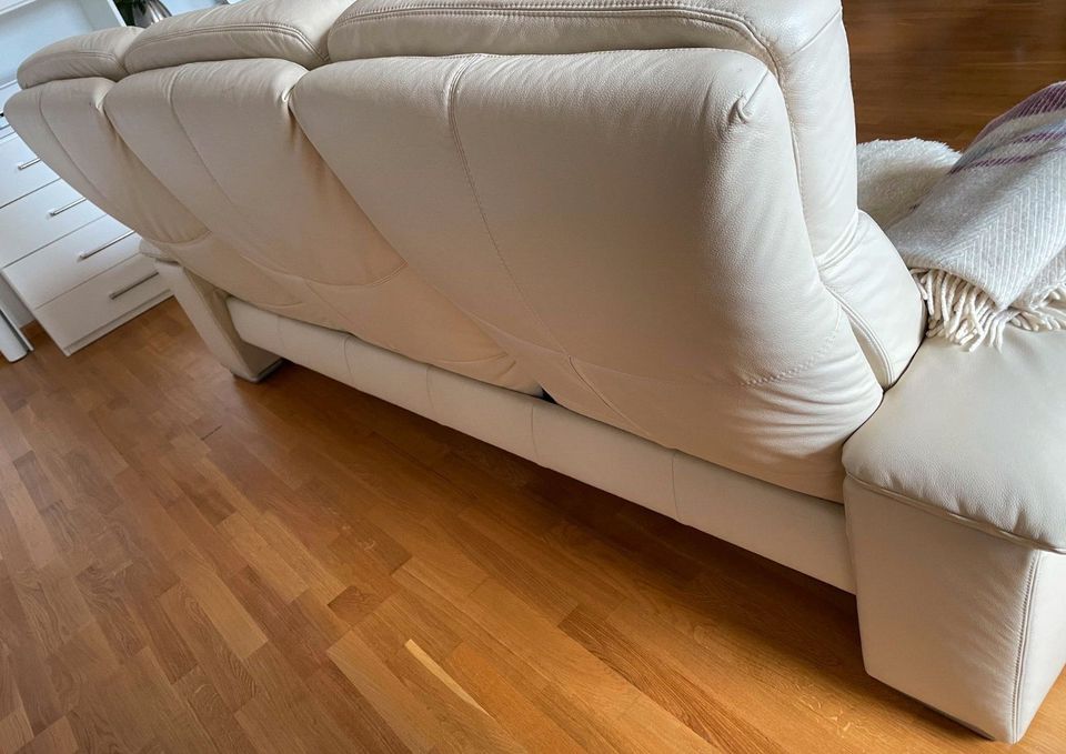 MUSTERRING Ledersofa Ledercouch Echtleder Sofa creme 245cm in Freiburg im Breisgau