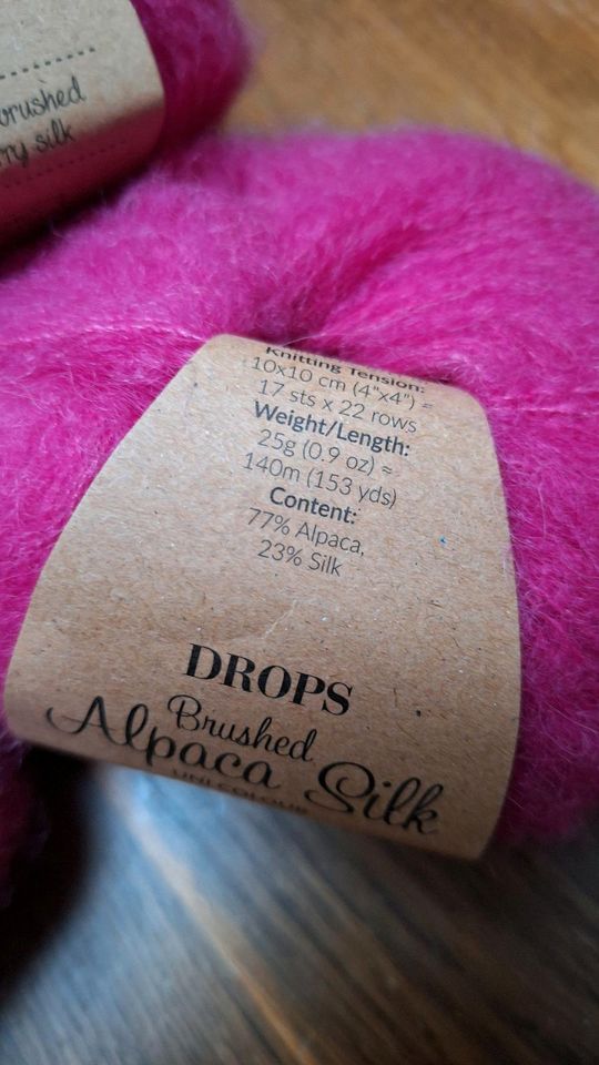 3 × Wollknäuel Drops Brushed Alpaca Silk, pink, Neu in Isen