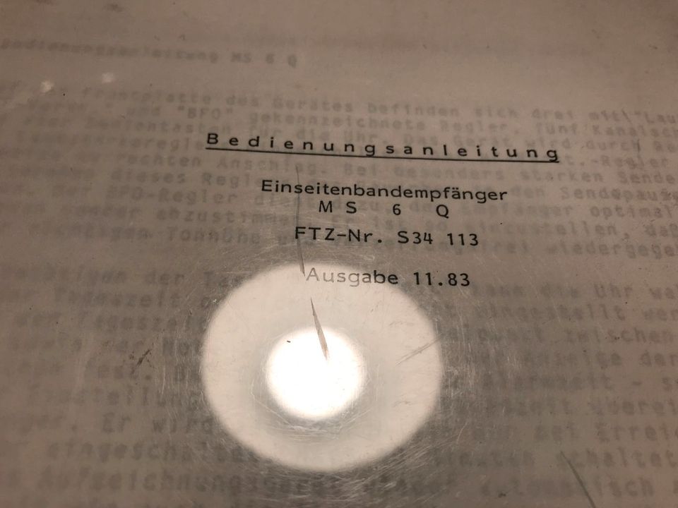 DANTRONIK Bedienungsanleitung MS6Q Einseitenbandempfänger MS 6 Q in Kiel