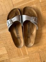 Birkenstock Madrid Echtleder Sohle schmal Silber Brandenburg - Templin Vorschau