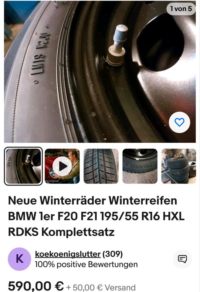 BMW 1er F20 F21 F22 M+S winterreifen 195/55 R16 in Bremen