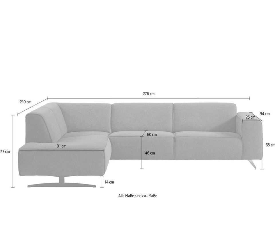 Ecksofa Murcia 276x210 +inklusive Hocker und Metallfüßen in Kirchlengern