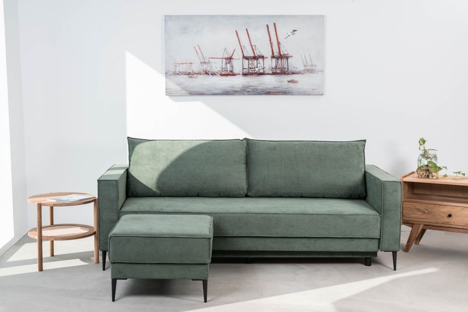 Ecksofa „Teddy“ | Cord grün 234cm | Couch in Hamburg