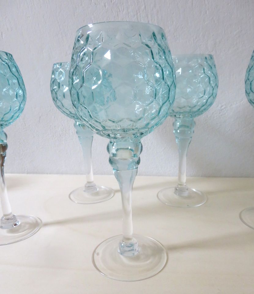 Hochzeit Tischdeko Kelchgläser Glas türkis klar 5 Stück in Winningen