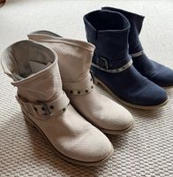 Marco Tozzi Stiefeletten, Gr. 41, blau und beige, Leder Rheinland-Pfalz - Hargesheim Vorschau