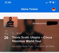 Travis Scott Tickets Frankfurt 26.7 4 Sitzplätze Hessen - Reinheim Vorschau