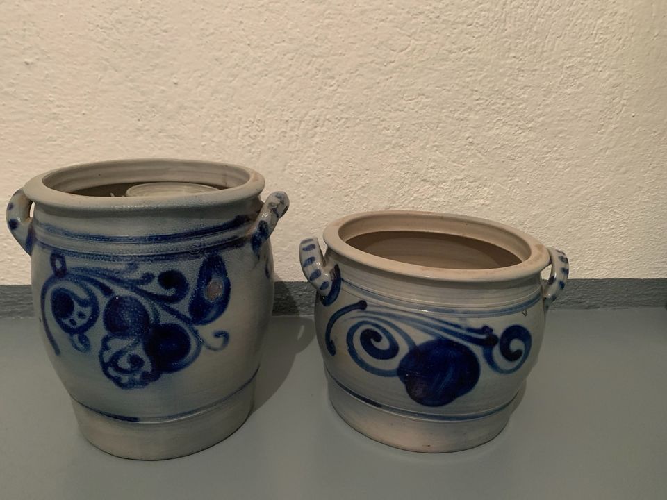 Fett Keramiktöpfe  blau/grau in Großwallstadt