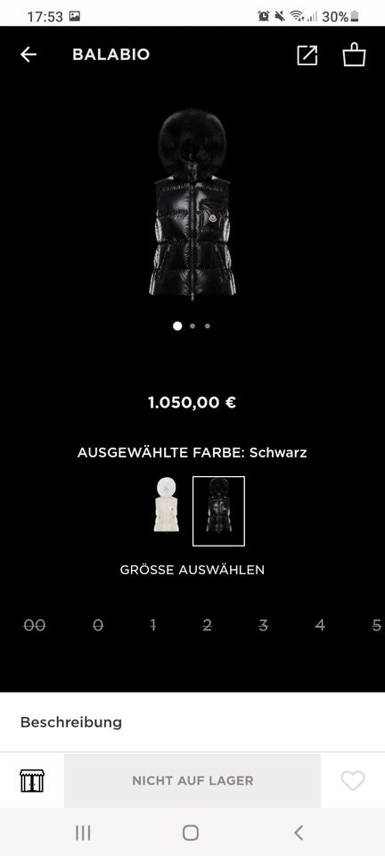 Moncler Damen Weste in Schwarz Größe 38 / M in Goslar