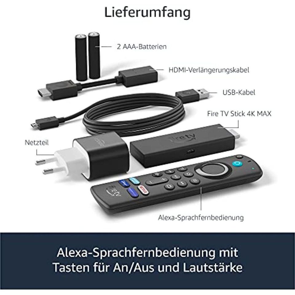 Fire TV Stick 4K MAX Ultra HD WiFi 6 | mit Alexa-Sprachfernbedien in Berlin