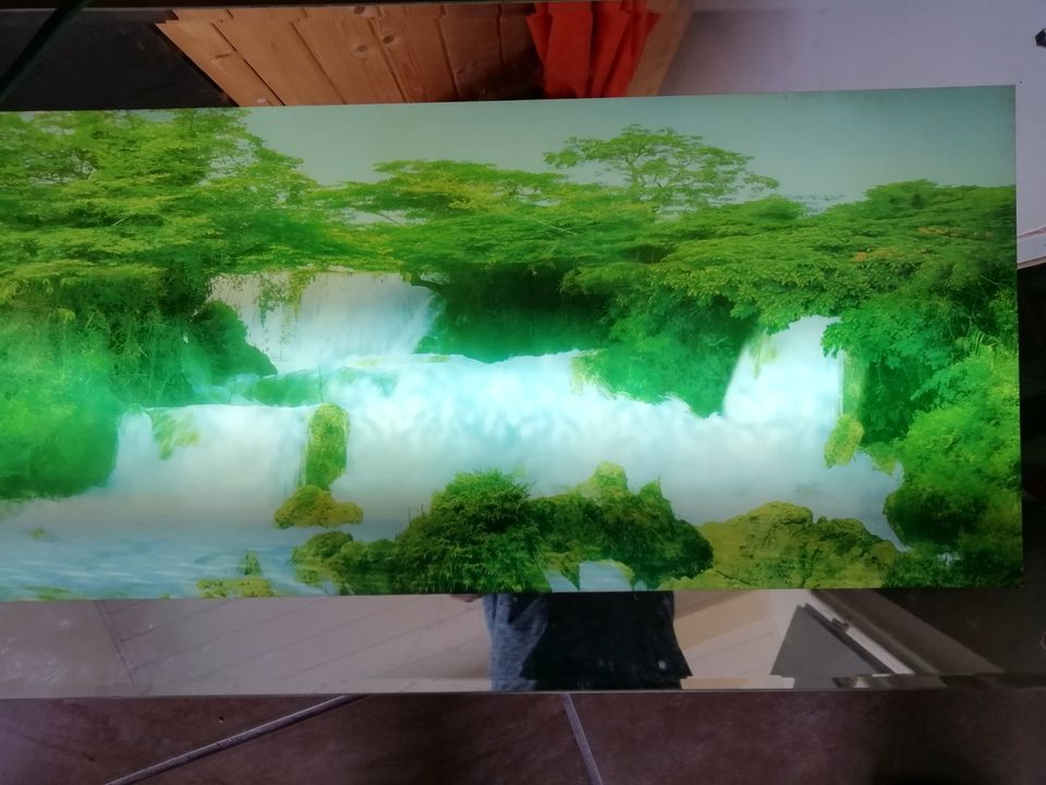 Glasbild Tiefen Wald Wasserfall Größe: 100x50 cm in Heitel