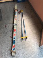 DDR Germina Kinder-Ski, Skier mit Stöcken, VEB Sportgerätewerk Sachsen - Bobritzsch-Hilbersdorf Vorschau