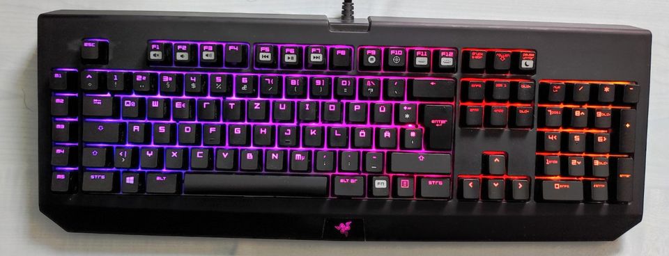 Gamer Tastatur Razer Blackwidow CHROMA RZ03-0122, beleuchtet in Sehnde