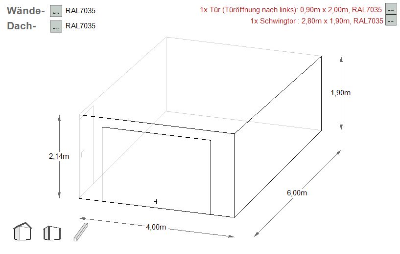 Blechgarage 4x6x2,14m in Farbe Gerätehaus Garage AUFBAU | 8364 ! in Schwäbisch Hall