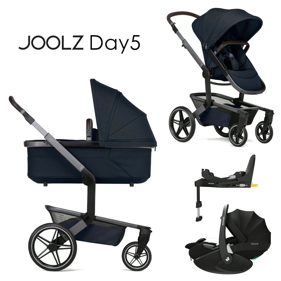 Joolz Day 5 - 4in1 Kinderwagen-Set - Navy Blue - inkl. Babywanne + Sportsitz + Maxi-Cosi Pebble 360 Pro 2 + FamilyFix 360 Pro + XXL-Zubehörpaket - NEU in Fulda