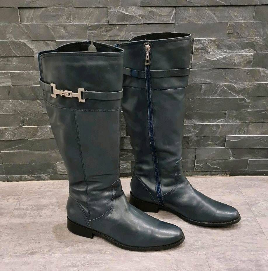 MAXX Damen Winterstiefel Echt Leder Stiefel gefüttert blau Gr. 40 in Neukirchen