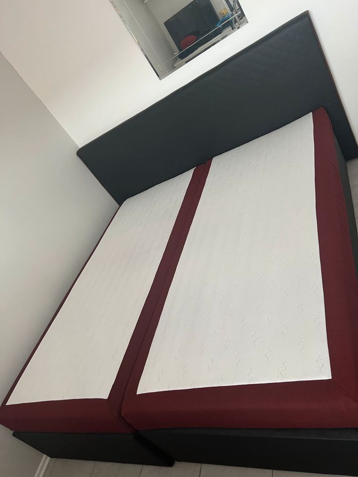 Boxspringbett schwarz /rot 180x200 in Karben