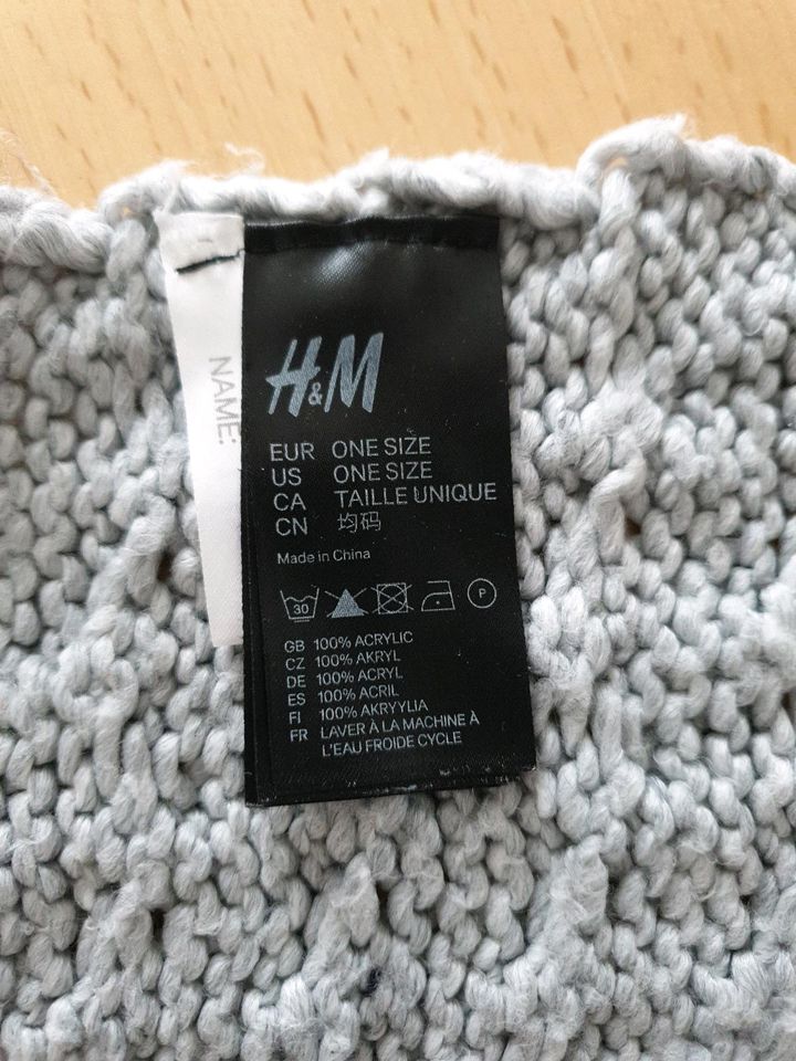 H&M Set Mütze + Schal Strick grau 152/170 + Norweger-Mütze in Brieselang