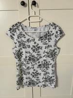 Weißes T-Shirt mit grauem Blumen Print von H&M Bayern - Würzburg Vorschau