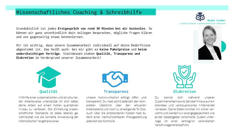 Coaching | Beratung| Bachelorarbeit | Masterarbeit | Schreibhilfe in Salzkotten