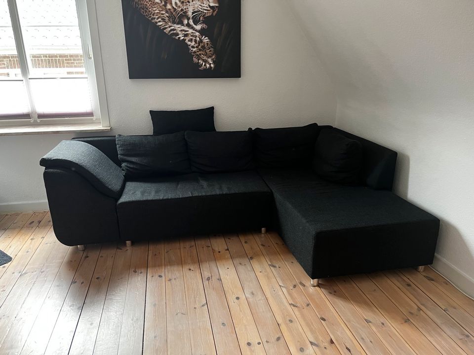 Ecksofa zweiteilig Couch Sofa Schwarz in Elmshorn