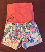 Outfit Pinkes Tube Top und geblümte Shorts , gratis Creolen Brandenburg - Zehdenick Vorschau