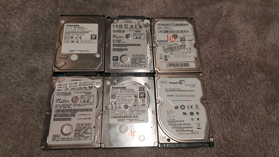 500GB 2,5" Zoll SATA Festplatten HDD Samsung 640GB 320GB Toshiba in Kiel