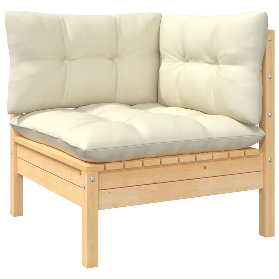 5-tlg. Gartenlounge Set mit Creme Kissen Kiefernholz Couch Sofa in Bad Kissingen