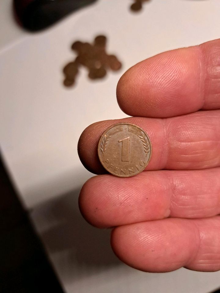 2x 1 Pfennig Münze 1950 J in Aachen