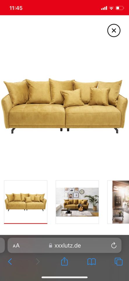 Aussteller Mega Sofa Velours Gelb / Gold Bigsofa / verfügbar in Rehau