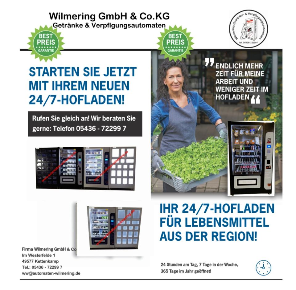 Grillfleischautomat - Eierautomat - Obst - Gemüse - Warenautomat in Kettenkamp