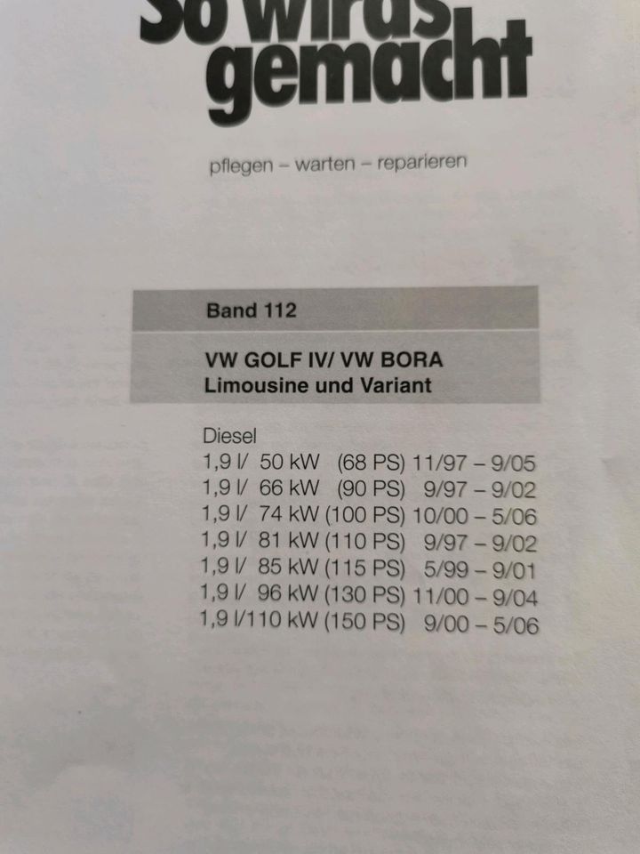 So wird's gemacht Band 112. VW Golf IV Diesel und VW Bora Diesel in Geislingen