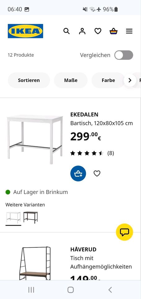 Bartisch Stehtisch Theke Ikea Ekedalen inkl Lieferung in Bremen