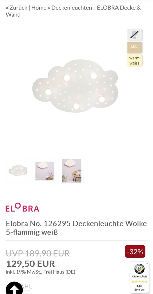 ELOBRA Deckenleuchte Wolke 5/40 in Düsseldorf