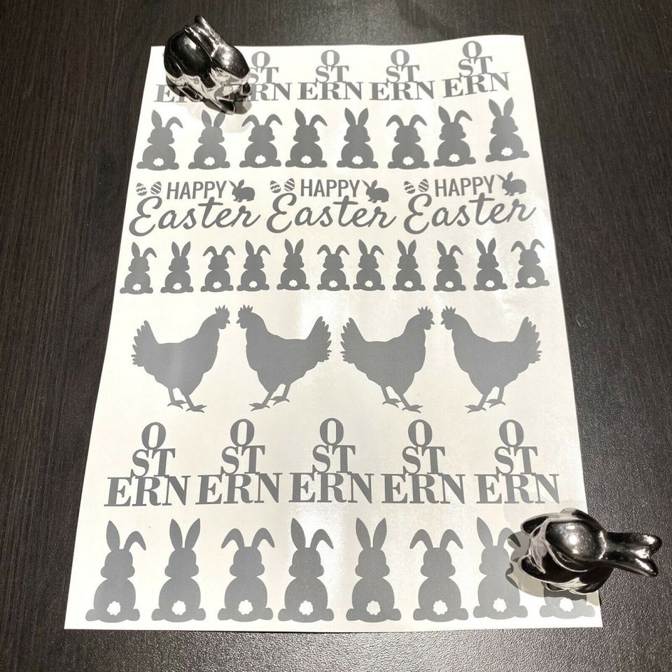 ╳ Stickerbögen „Ostern“ ╳ weiß, grau, schwarz Made with Love in Viersen