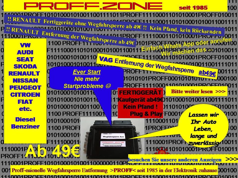 Wegfahrsperre deaktivieren Renault alle / VW Audi Peugeot etc. Benzin und  Diesel