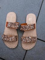Glitzer Sandalen Slipper Gr. 41/42 1 x getragen Niedersachsen - Beverstedt Vorschau