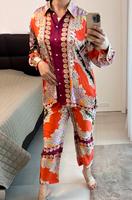 Zara Set Zweiteiler Bluse M Hose L orange Sommer grün bunt Anzug Kr. München - Haar Vorschau