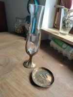 Vase alt collini messing Teller Glas Hessen - Kelkheim Vorschau