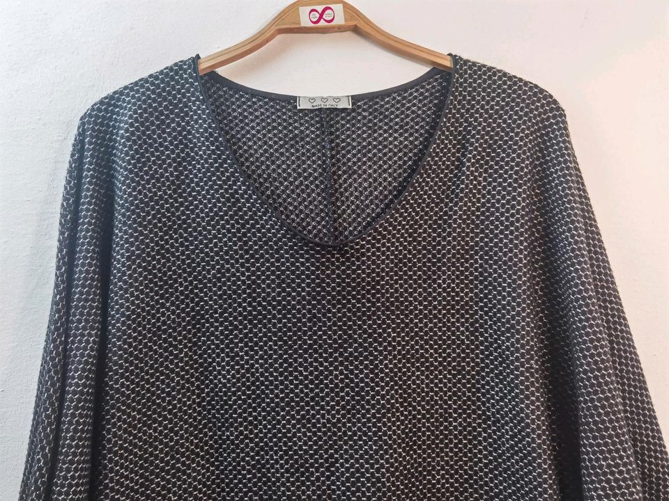 Made in Italy Shirt dünner Pullover schwarz/silber (178) Größe 46 in Mönchengladbach