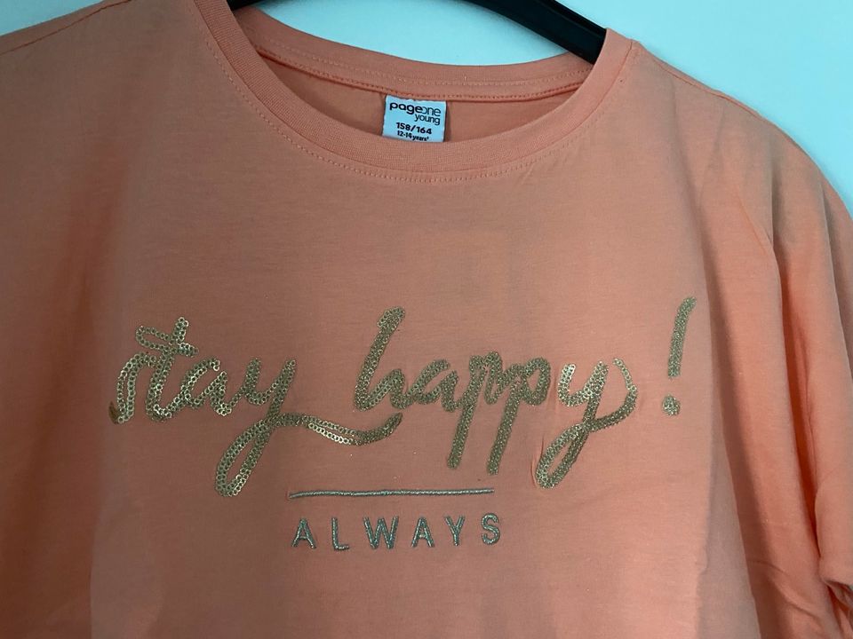 Mädchen Crop Top Shirt Stay happy ! Gr 158 / 164 Neu in Rositz