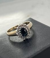 Vintage Gold Ring 14 Karat 585 Mit Diamanten und Saphir Besetzt Hemelingen - Hastedt Vorschau