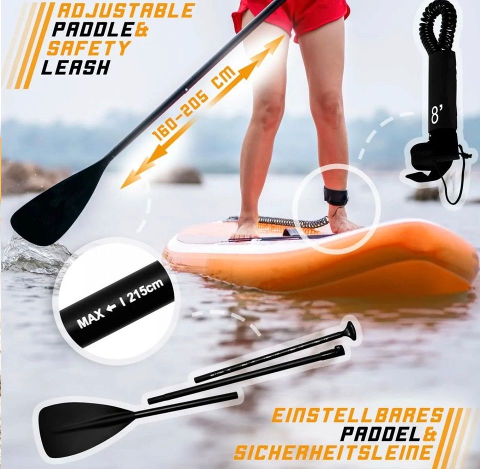 Stand Up Paddle Board Aufblasbares SUP Board mit Paddel Pumpe in Hainburg