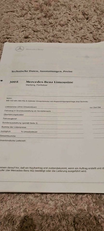 Datenblätter E300 Mecedes Bj.92 in Schwanebeck