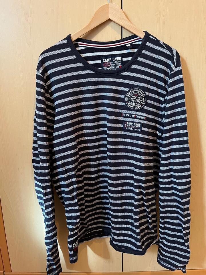 Camp David Langarmshirt - Gr. L - dunkelblau weiß gestreift in Ismaning