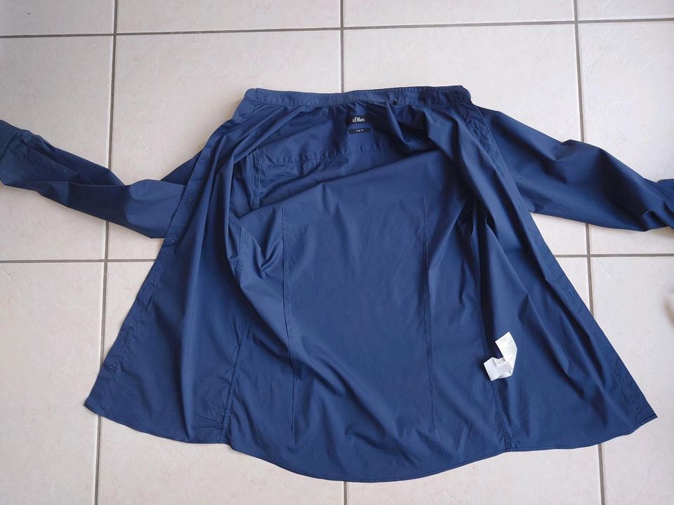 S.Oliver, Hemd, Slim Fit, Gr. 40, blau, Herrenhemd in Frechen