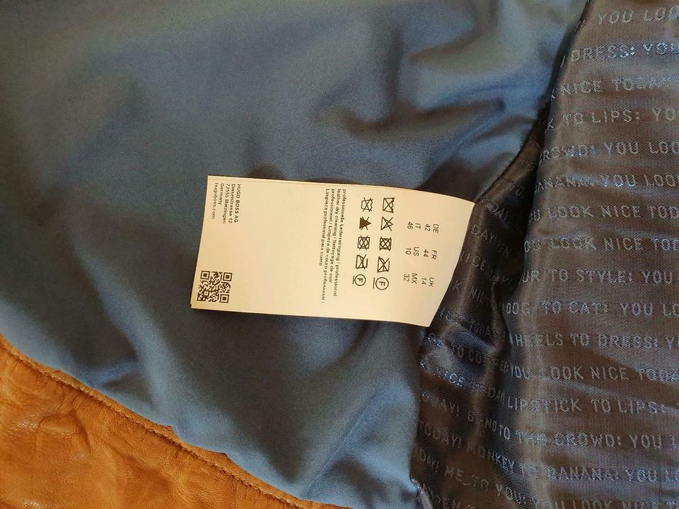 Hugo Boss Janabelle Lederjacke Cognac Gr.42 Neuwertig in Rheinzabern