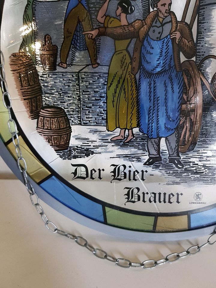 Glasmalerei fensterbild die Bierbrauer löwenbrau in Rheinberg