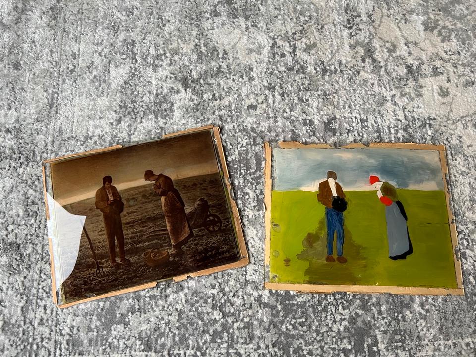 F. Hanfstaengl 1910 altes Hinterglasbild Glasbild in Flacht