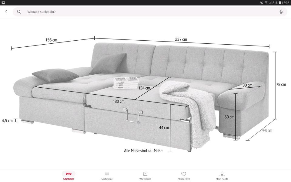 NEUES Ecksofa,Bett,verstellb.Armlehne, Lieferung, statt 1499,-für in Ducherow